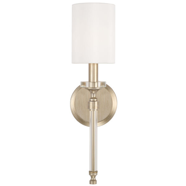 Breigh Brushed Champagne One-Light Sconce with White Fabric Stay-Straight Shade and Acrylic Rod and Bobeche, image 4