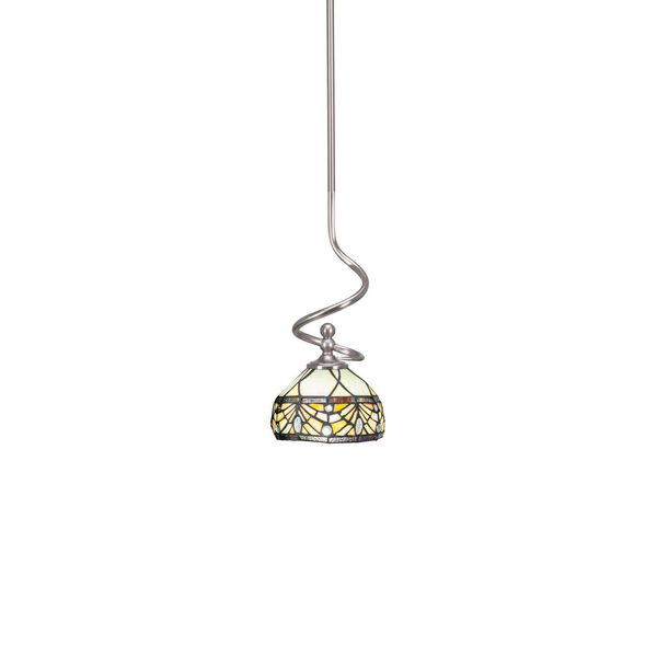 Capri Brushed Nickel One-Light Mini Pendant with Royal Merlot Art Glass, image 1