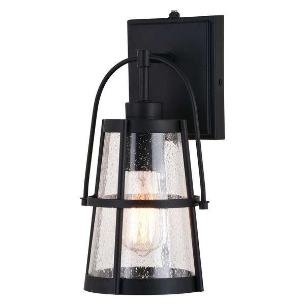 Portage Park Matte Black One-Light Dusk to Dawn Outdoor Wall Lantern with Clear Glass, image 1