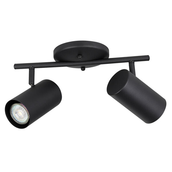 Calloway Structured Black Two-Light LED Fixed Track Light with Metal Cylinder Shades, image 1