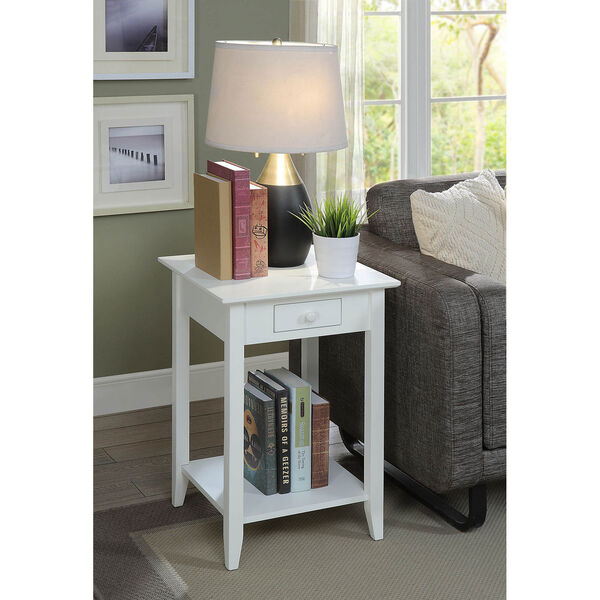 Grace White End Table with Drawer and Shelf, image 1