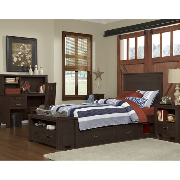 Highlands Espresso Twin Alex Panel Bed with Storage, image 1