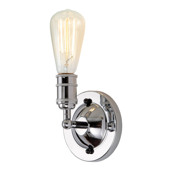 Bedford Polished Chrome and Black One-Light Wall Sconce, image 1