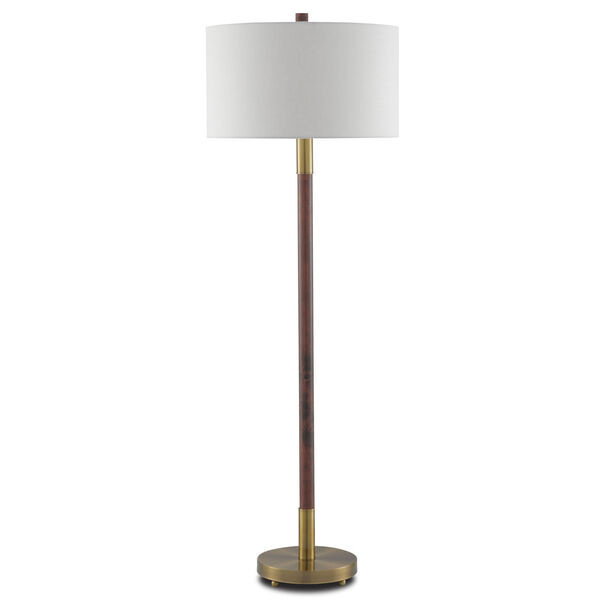 Bravo Mahogany and Antique Brass One-Light Floor Lamp, image 2