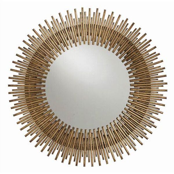 Prescott Round Antiqued Gold Leaf Iron Mirror, image 1