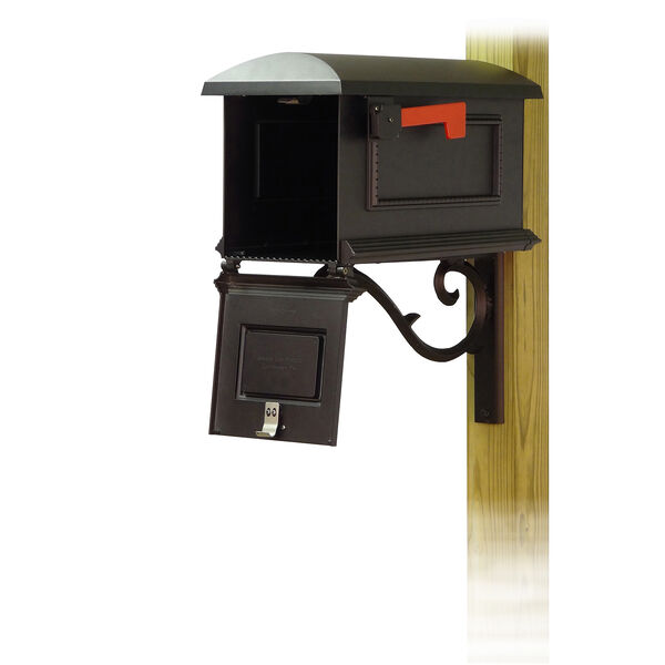 Curbside Black Traditional Mailbox with Sorrento Front Single Mounting Bracket, image 2