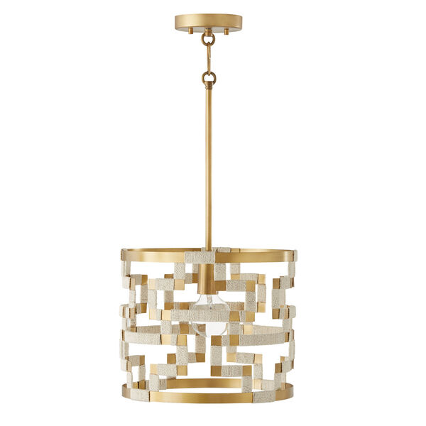 Hala Bleached Natural Jute and Patinaed Brass One-Light Pendant, image 3