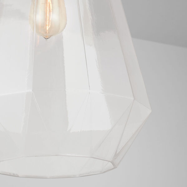 Brushed Nickel One-Light Pendant with Clear Prismatic Glass, image 3