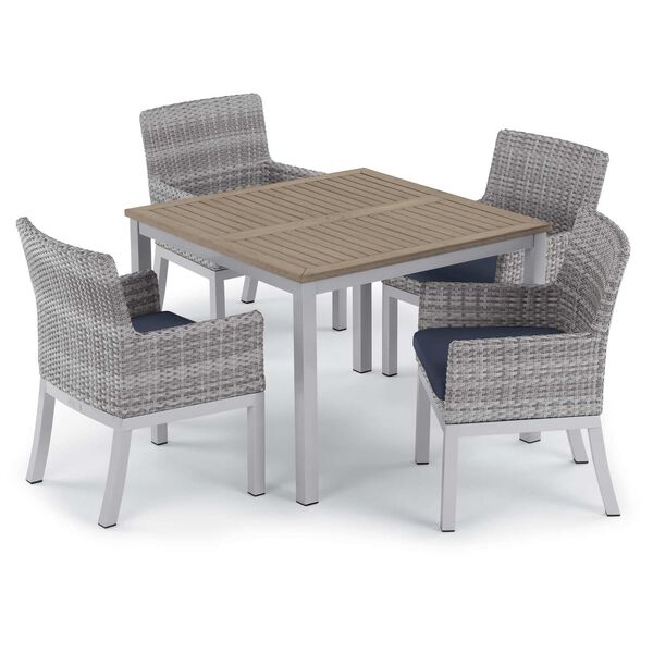 Travira and Argento Midnight Blue Five-Piece Outdoor Dining Table and Armchair Set, image 1