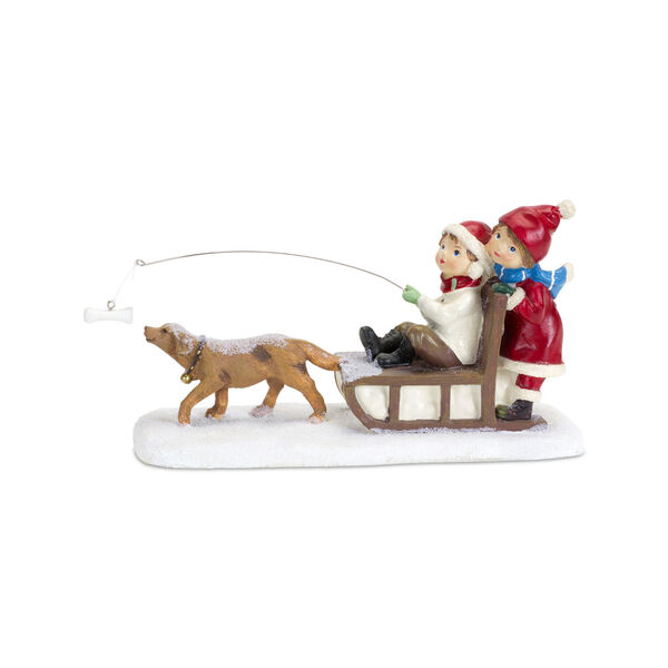 Red Children on Sled Figurine, image 1