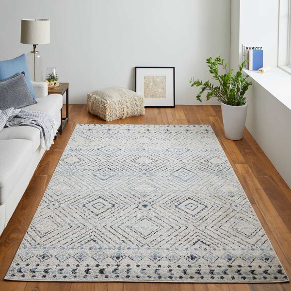 Camellia Ivory Blue Gray Rectangular 4 Ft. 3 In. x 6 Ft. 3 In. Area Rug, image 5