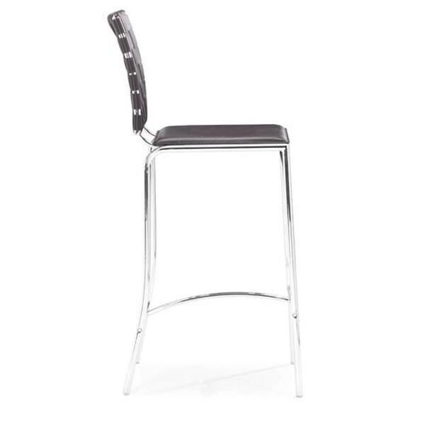 Criss Cross Espresso and Chromed Steel Counter Chair, Set of Two, image 2