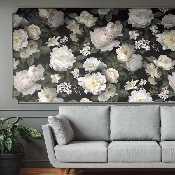 Black Photographic Floral Peel and Stick Wallpaper Mural, image 5