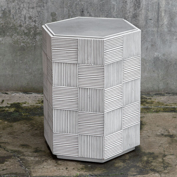 Silo White and Gray Hexagonal Accent Table, image 1