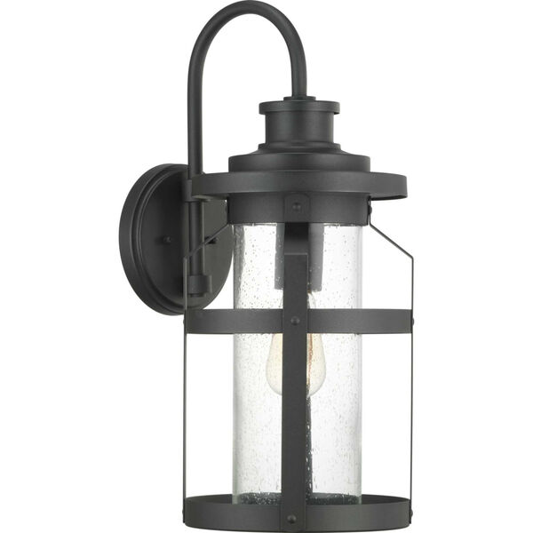 Haslett Black One-Light Outdoor Wall Lantern With Transparent Seeded Glass, image 4
