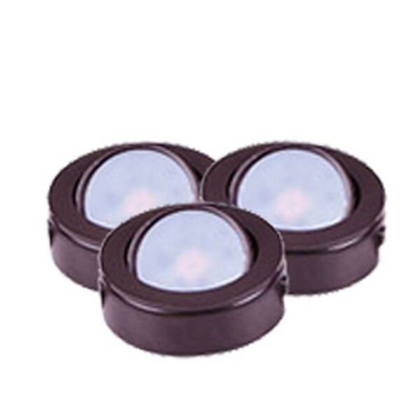 CounterMax MX-LD-AC Anodized Bronze 3000K LED Under Cabinet Puck Light Set of Three, image 1