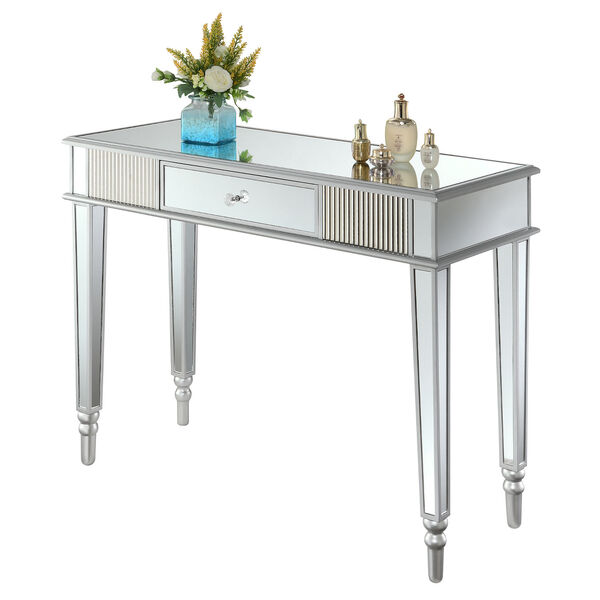 French Country Silver Mirrored Desk with One Drawer, image 5