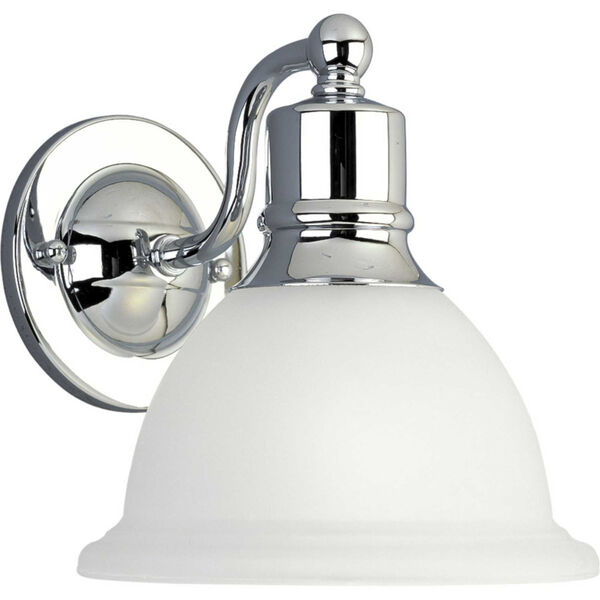 Madison Polished Chrome One-Light Bath Fixture with Etched Glass Bell Shaped Shade, image 3