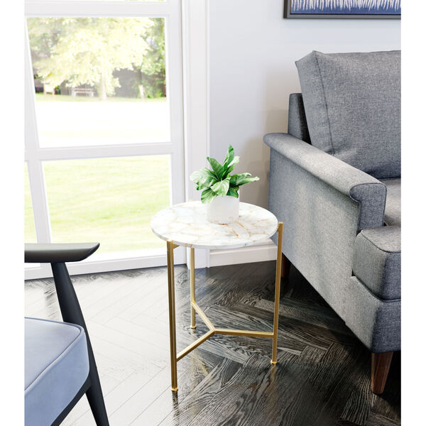 Haru White and Gold Side Table, image 2