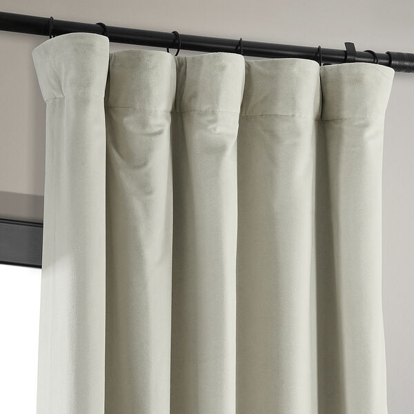 Porcelain White Blackout Velvet Pole Pocket Single Panel Curtain, 50 X 84, image 12