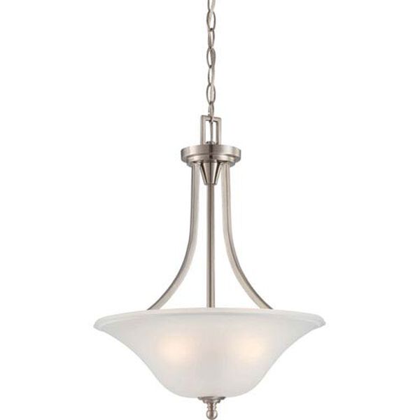 Surrey Brushed Nickel Three-Light Pendant with Frosted Glass, image 1