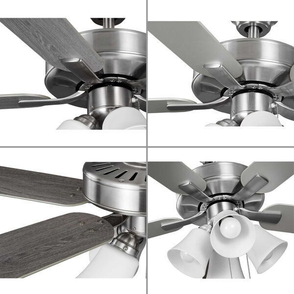AirPro Builder Brushed Nickel 52-Inch Four-Light LED Ceiling Fan with Frosted Glass Light Kit, image 5