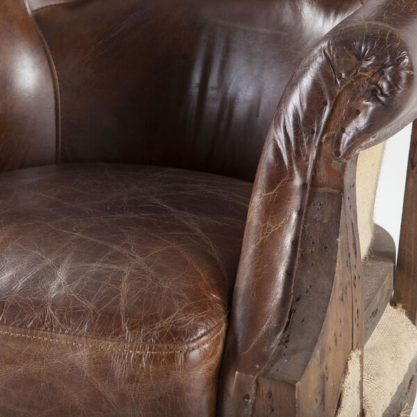 Distressed Tobacco Leather Deconstructed Club Chair, image 4