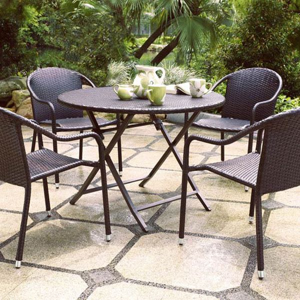 Palm Harbor Brown Outdoor Wicker Folding Table, image 3