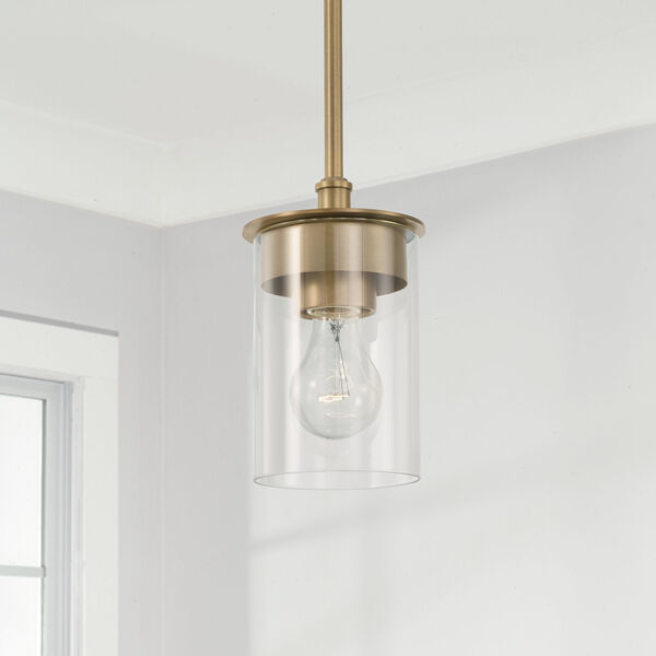 HomePlace Mason Aged Brass One-Light Mi Semi-Flush or Pendant with Clear Glass, image 4