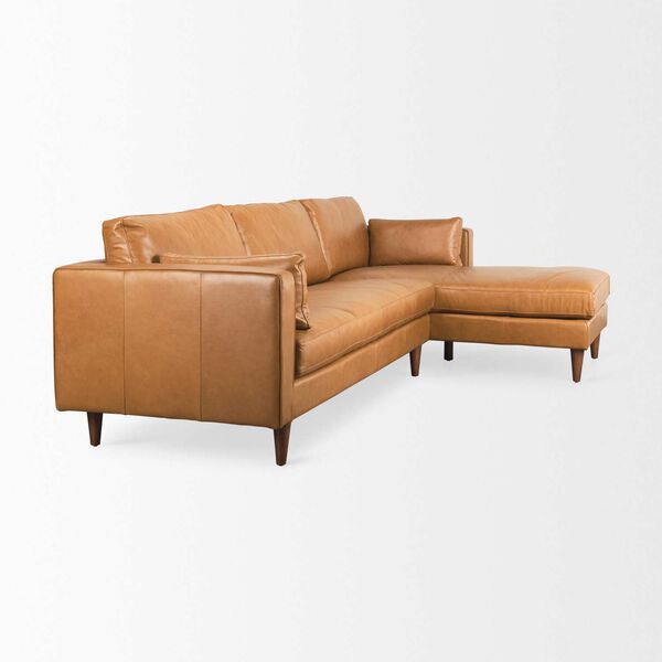 Elto Tan Leather Right Chaise Sectional Sofa, image 5