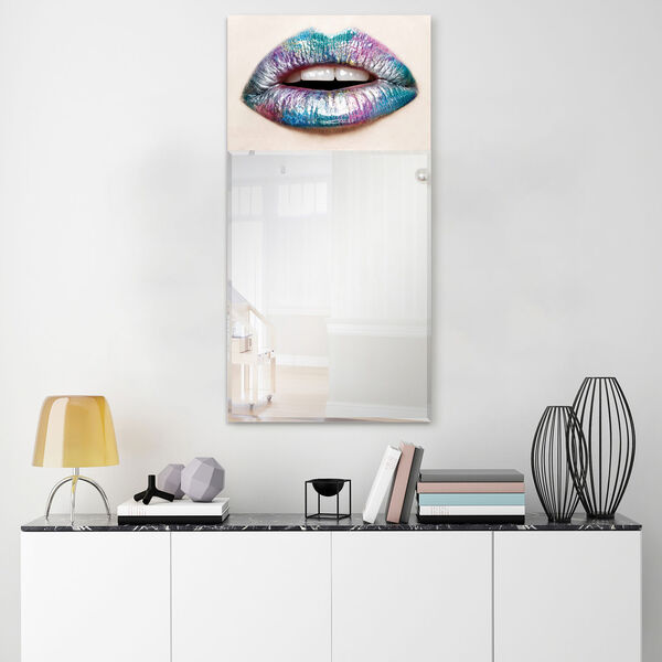 Cotton Candy Lips Blue 48 x 24-Inch Rectangular Beveled Wall Mirror, image 4