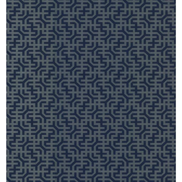Ronald Redding Navy Dynastic Lattice Non Pasted Wallpaper, image 2