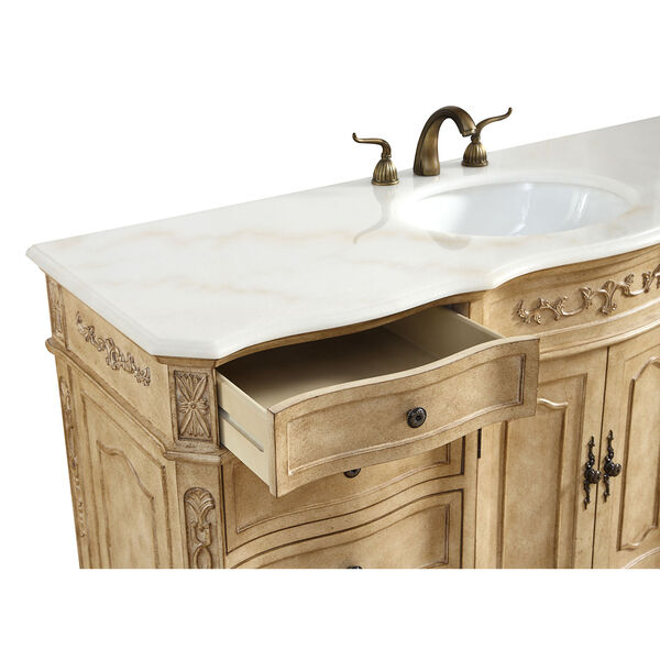 Danville Antique Beige 60-Inch Single Bathroom Vanity Sink Set, image 6
