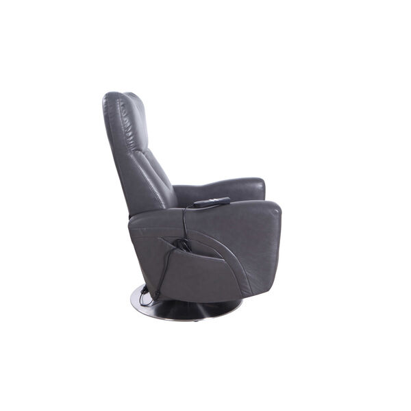 Linden Chrome Charcoal Air Leather Power Recliner, image 5