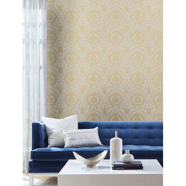 Damask Resource Library Off White and Gold 27 In. x 27 Ft. Imperial Wallpaper, image 2