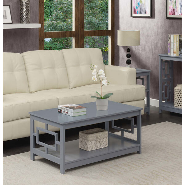 Town Square Gray Coffee Table with Shelf, image 1
