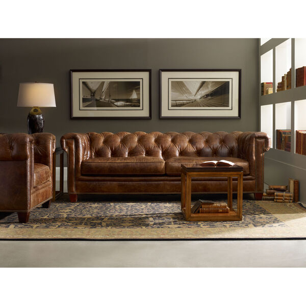 Chester Brown Leather Stationary Sofa, image 2