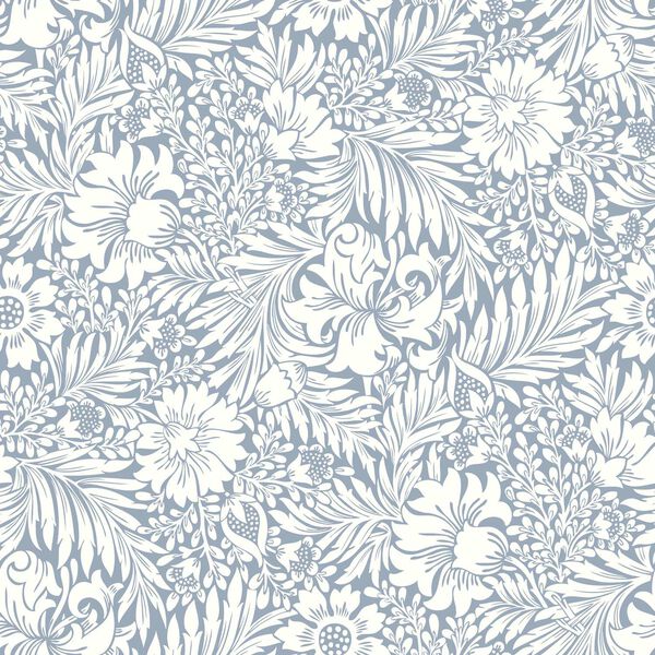 Modern Acanthus Wedgewood Blue Peel and Stick Wallpaper, image 2
