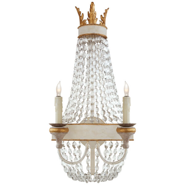 Entellina Sconce in Vintage White and Gild with Crystal by Julie Neill, image 1