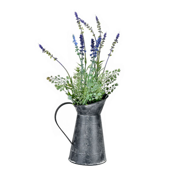 Green and Purple Lavender In Galvanized Pot, image 1