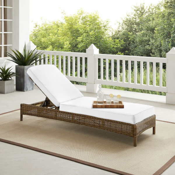 Bradenton White Weathered Brown Outdoor Wicker Chaise Lounge, image 2