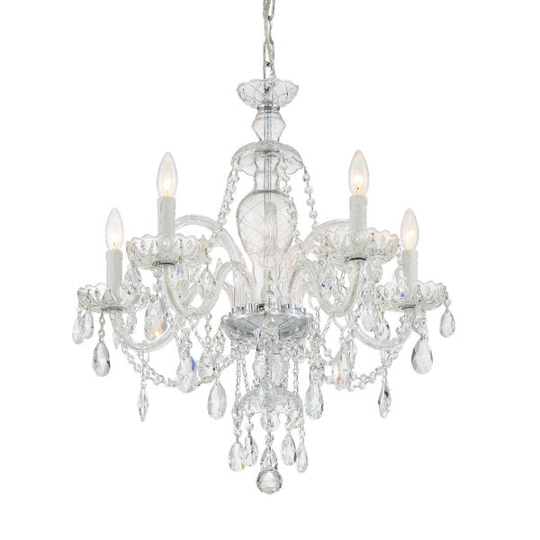 Candace Polished Chrome 25-Inch Five-Light Hand Cut Crystal Chandelier, image 1