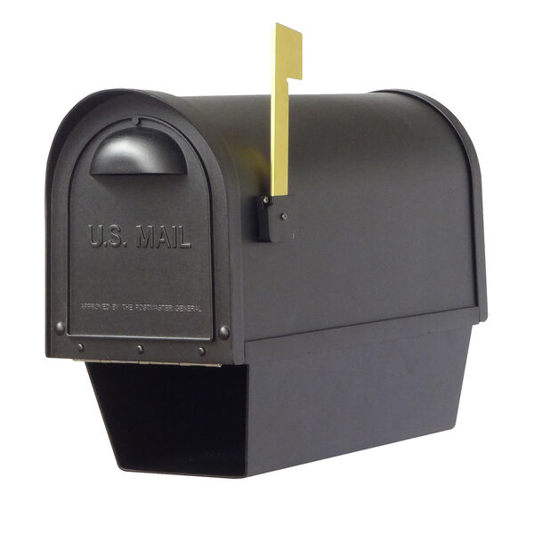 Curbside Black Nine-Inch Classic Mailbox with Newspaper Tube and Baldwin Front Single Mounting Bracket, image 2
