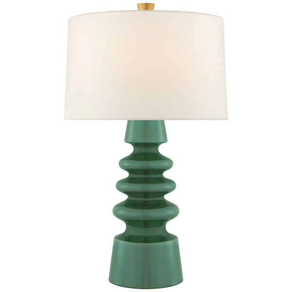Andreas Medium Table Lamp in Aventurine with Linen Shade by Julie Neill, image 1
