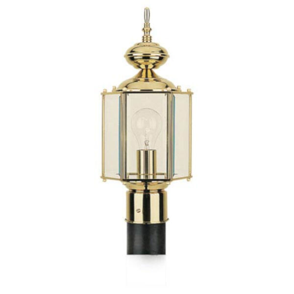 Oxford Polished Brass Outdoor Post Mounted Lantern, image 1