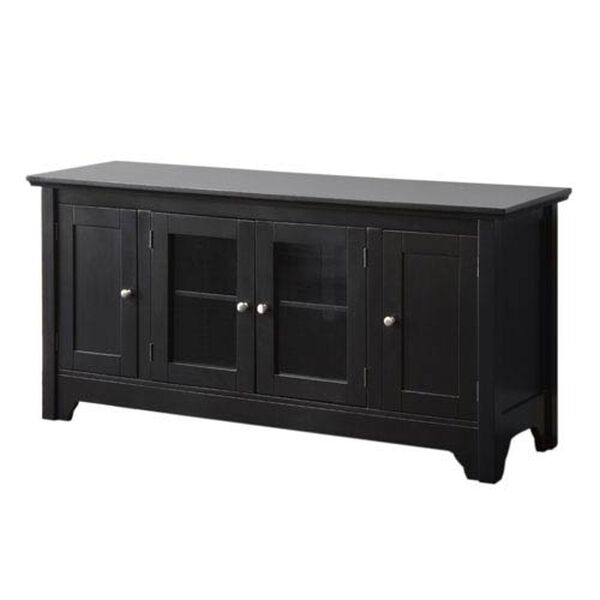 Matte Black 52-Inch TV Console with Four Doors, image 1