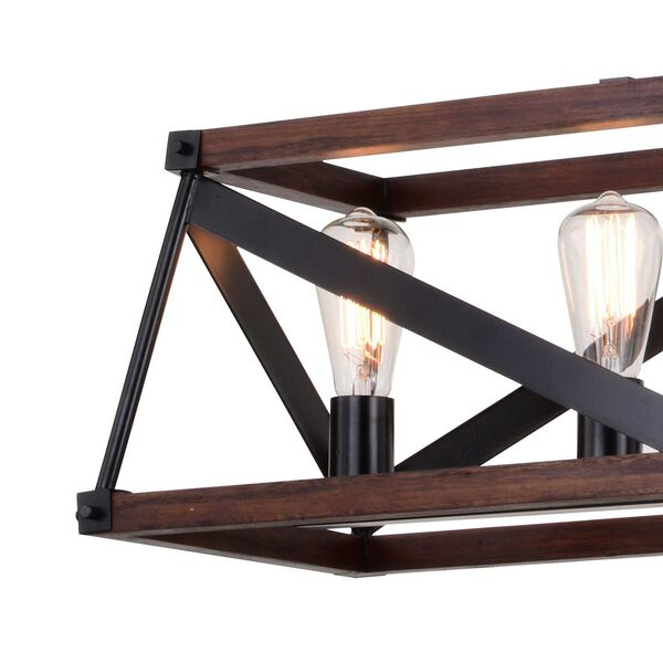 Wade Matte Black and Sycamore Five-Light Linear Chandelier, image 5