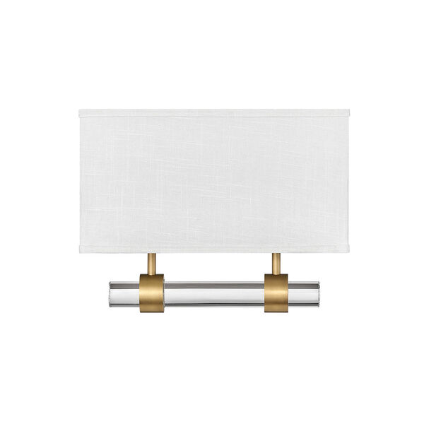 Luster Heritage Brass Two-Light LED Wall Sconce with Off White Linen Shade, image 5