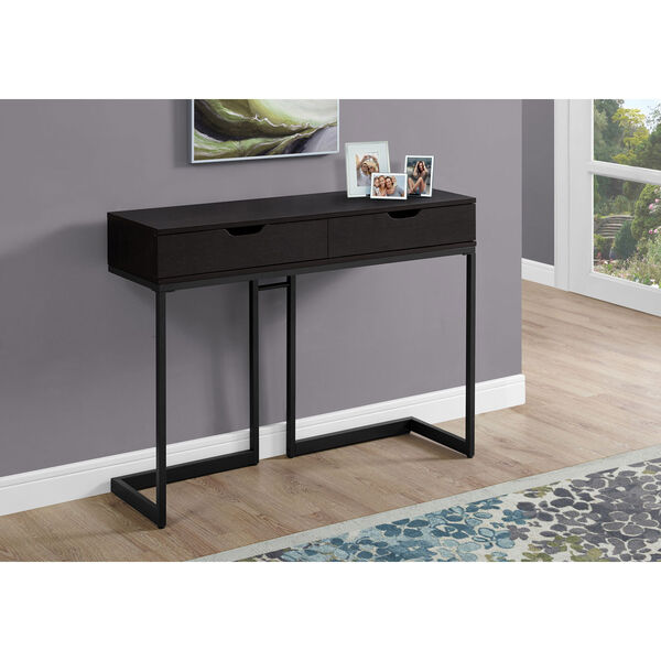 Cappuccino and Black 12-Inch Console Table, image 2