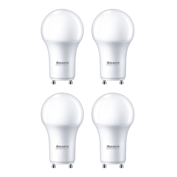 Pack of 4 Frost A19 LED with Twist and Lock Bi-Pin GU24 Base Dimmable 9W 2700K Light Bulbs, image 1
